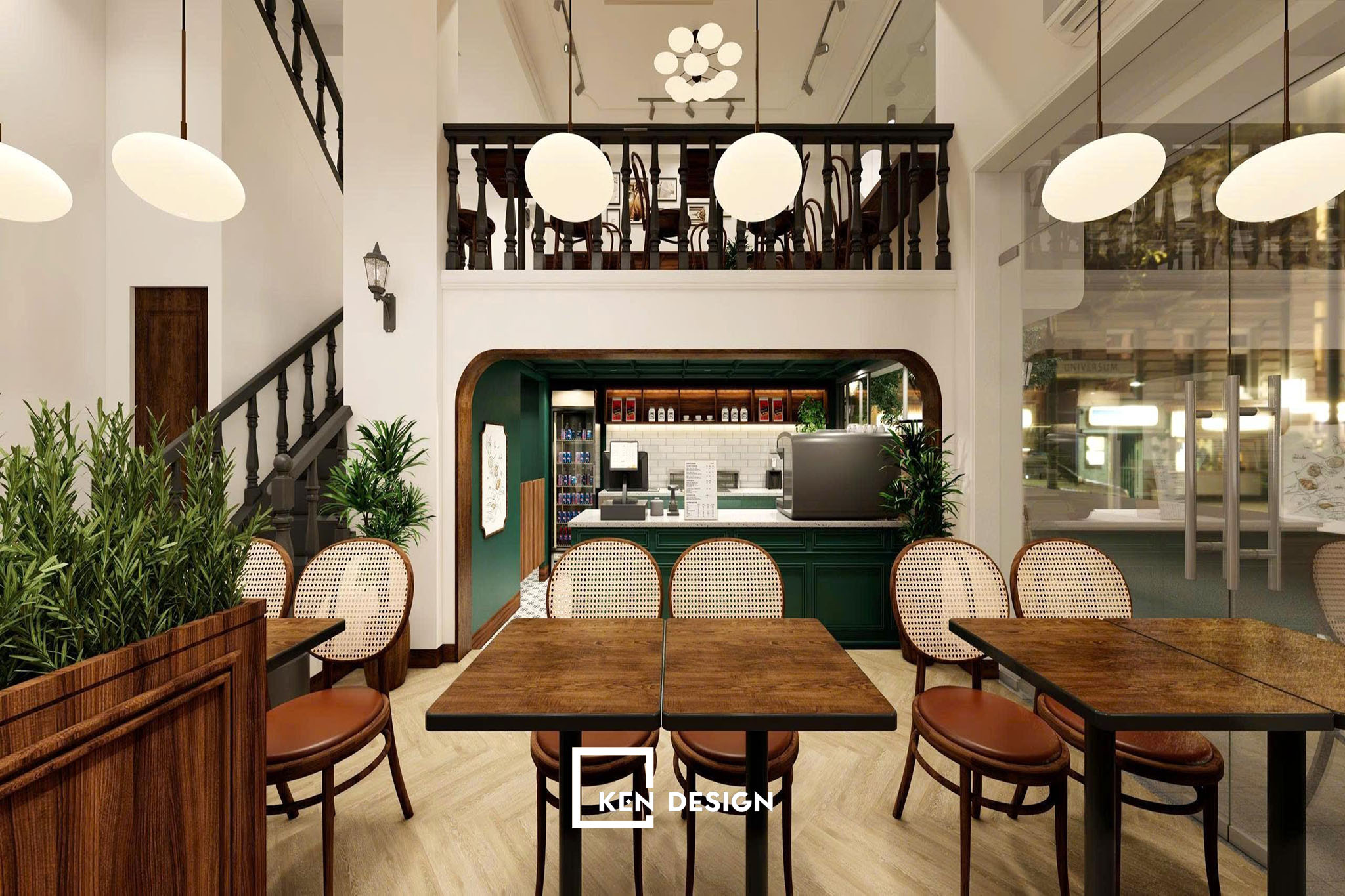 Phong cách tân cổ điển quán cafe mặt bằng nhỏ